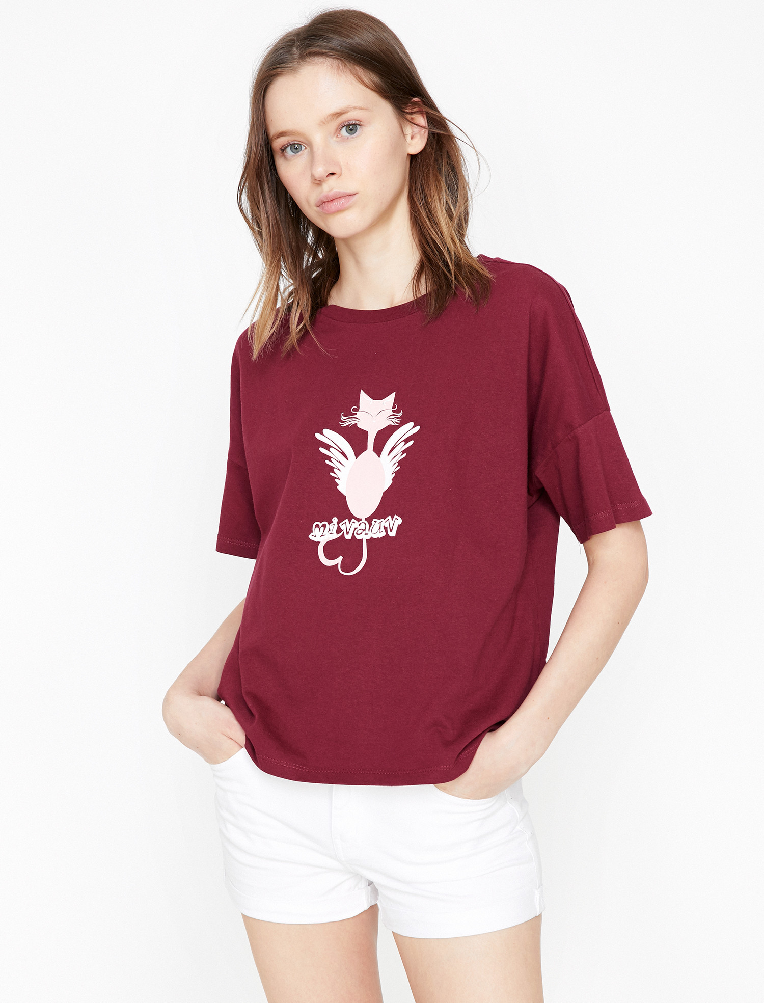 

Футболка Koton 9KAL11973JK-461 L Wine