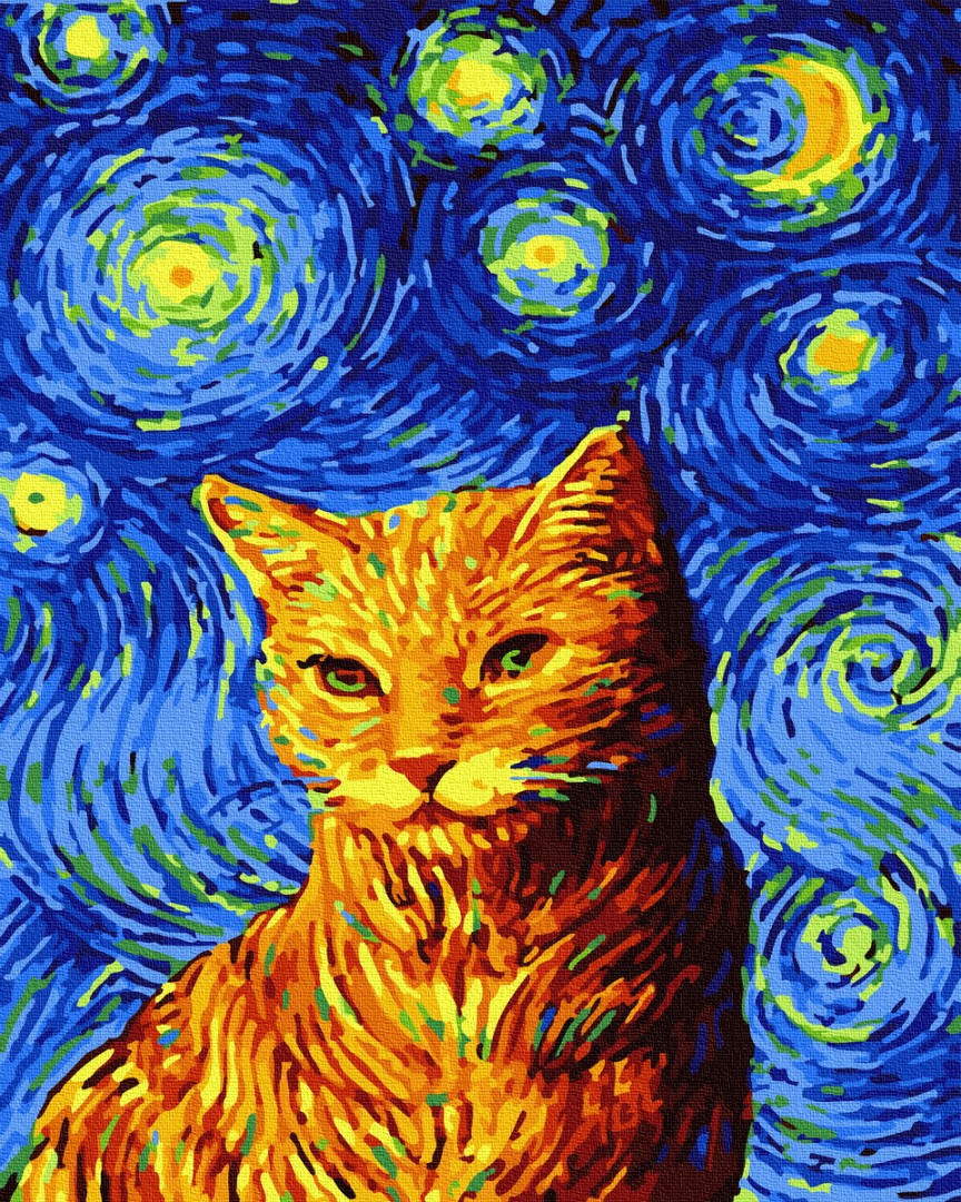 

Картина по номерам - Кот в звездную ночь BrushMe 40*50см. (GX35619)