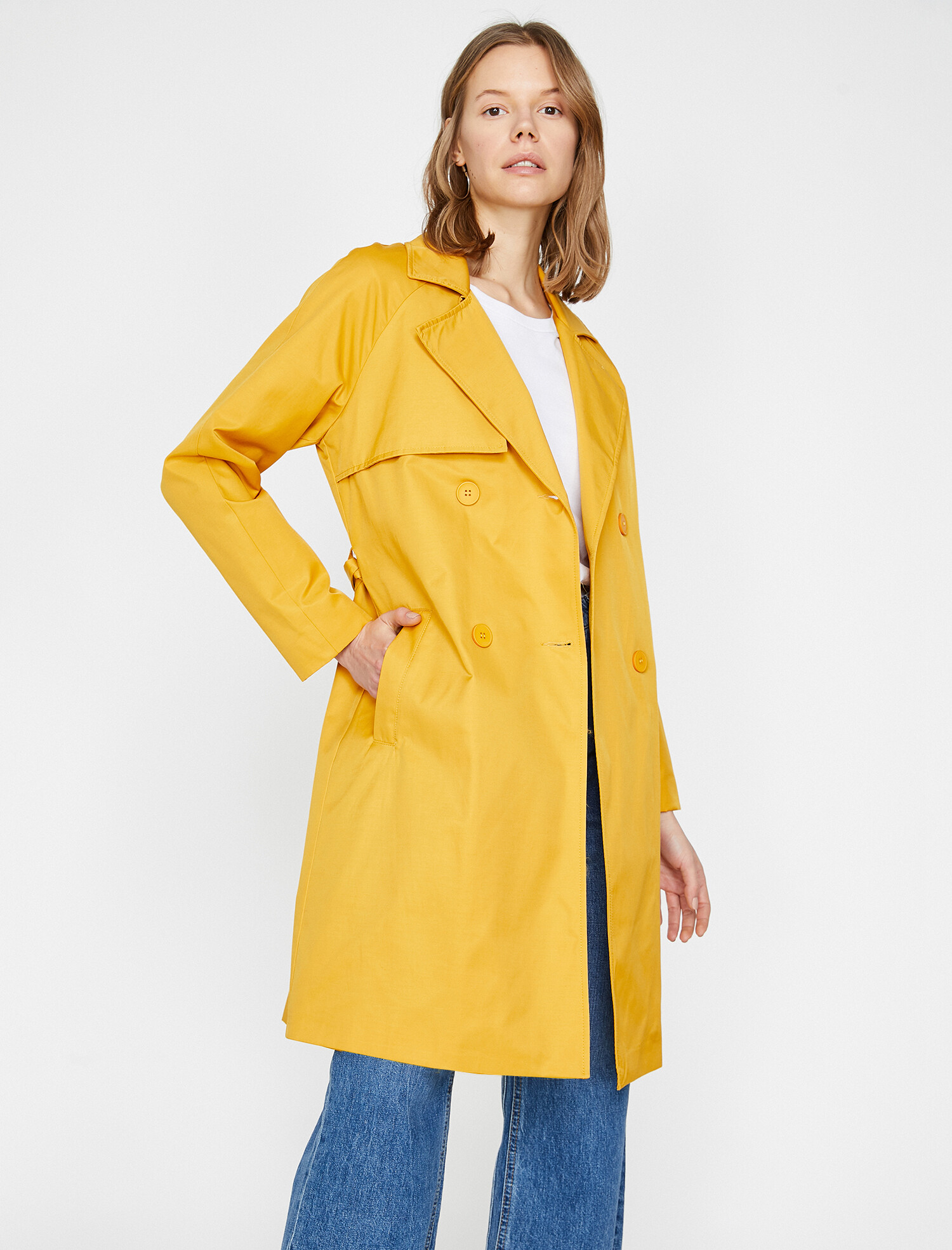 

Тренч Koton 9YAK06076EW-189 42 Mustard