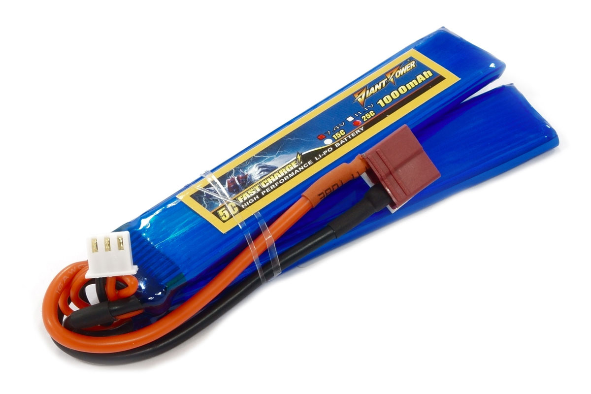 

Аккумулятор для страйкбола Dinogy Giant Power Li-Pol 7.4V 1000mAh 2 лепестка 5.5×20×103мм (DAS-2S5520100C-2W-T)