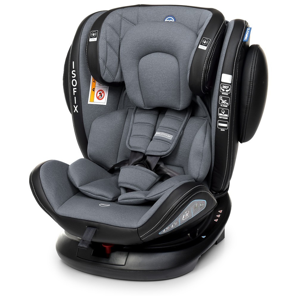 

Автокресло детское EL CAMINO ME 1045 EVOLUTION Royal Dark Gray от рождения до 12 лет +поворотное на 360 ISOFIX