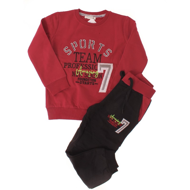 

Футболка с длинным рукавом + Брюки для мальчика BREEZE 13680 116 см бордовый/черный (316280)