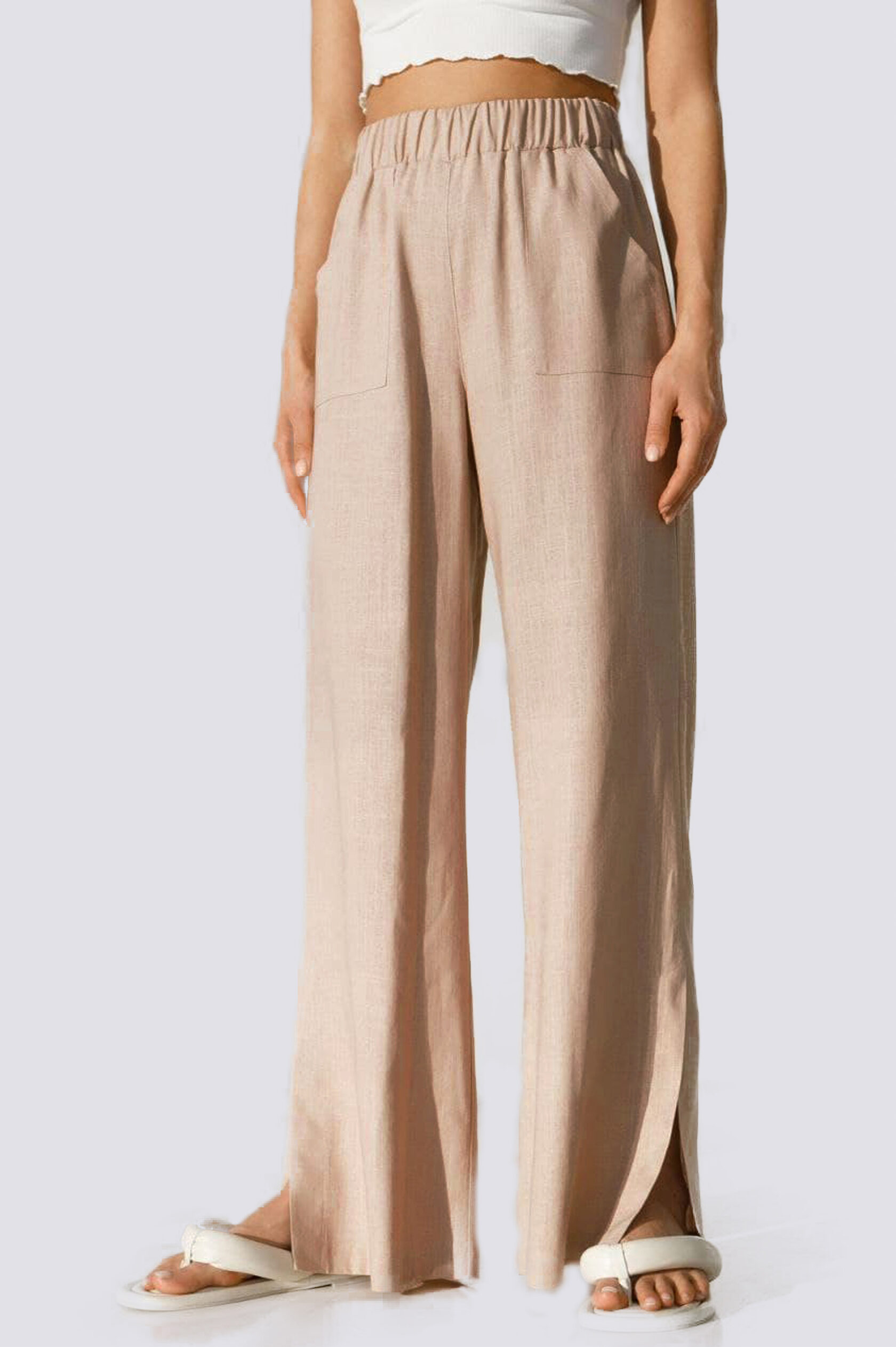 

Брюки льняные с разрезами ES.design SS2144.2 размер S кремовые