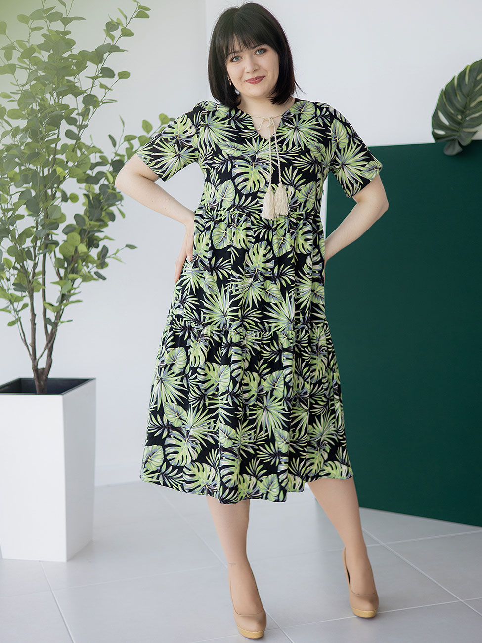 

Платье size+ с кисточками Листя 3 XL Vikamoda 3238