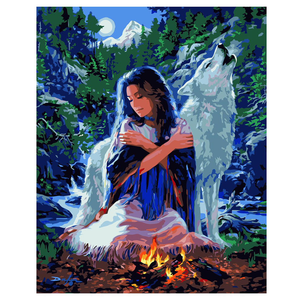 

Картина по номерам Девушка у костра, 40*50 см, ST
