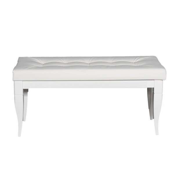 

Банкетка лавка в прихожую, спальню Классик деревянная белый/экокожа белая цвет Veles