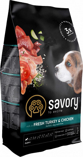 

Savory Puppy rich in Fresh Turkey Chicken для щенков крупных пород в возрасте от 3 месяцев 12 кг, 1111162970