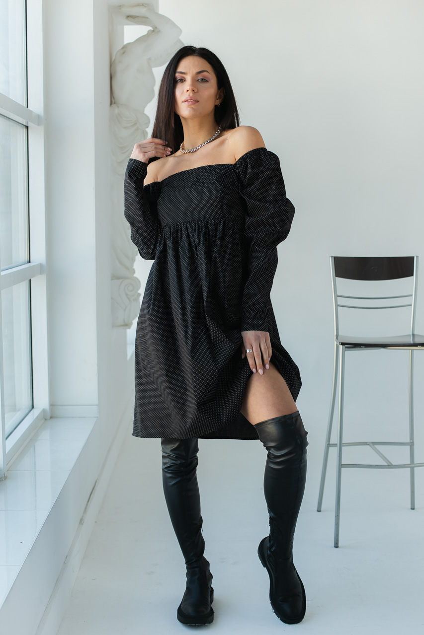 

Платья в горошек с завышенной талией LUREX - черный цвет, M