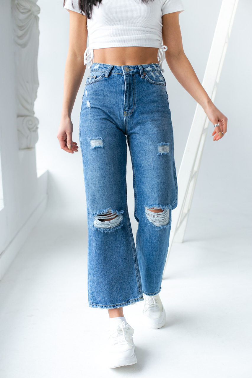 

Рваные джинсы бойфренды Denim Palace - джинс цвет, 40р (345)