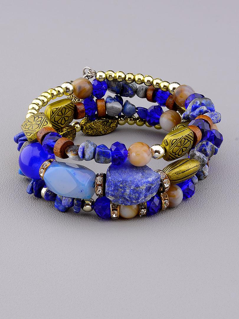 

Браслет 'FJ' Содалит,Яшма 60 см. Бижутерный сплав 069505