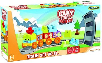 

Конструктор "Baby Blocks" Мои первые кубики, железная дорога 1,45м, 36 шт. - Wader (20-772644)