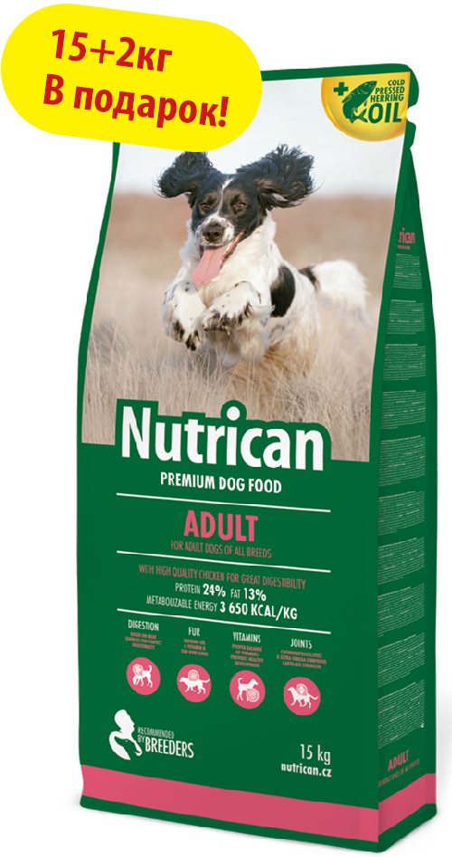 

Сухой корм Nutrican Adult для взрослых собак всех пород, 15 кг