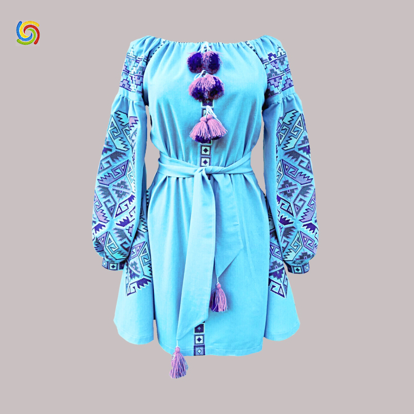 

Платье Украинская вышиванка 236807 цвет голубой размер, Платье Украинская вышиванка 236807 цвет голубой размер L/XL