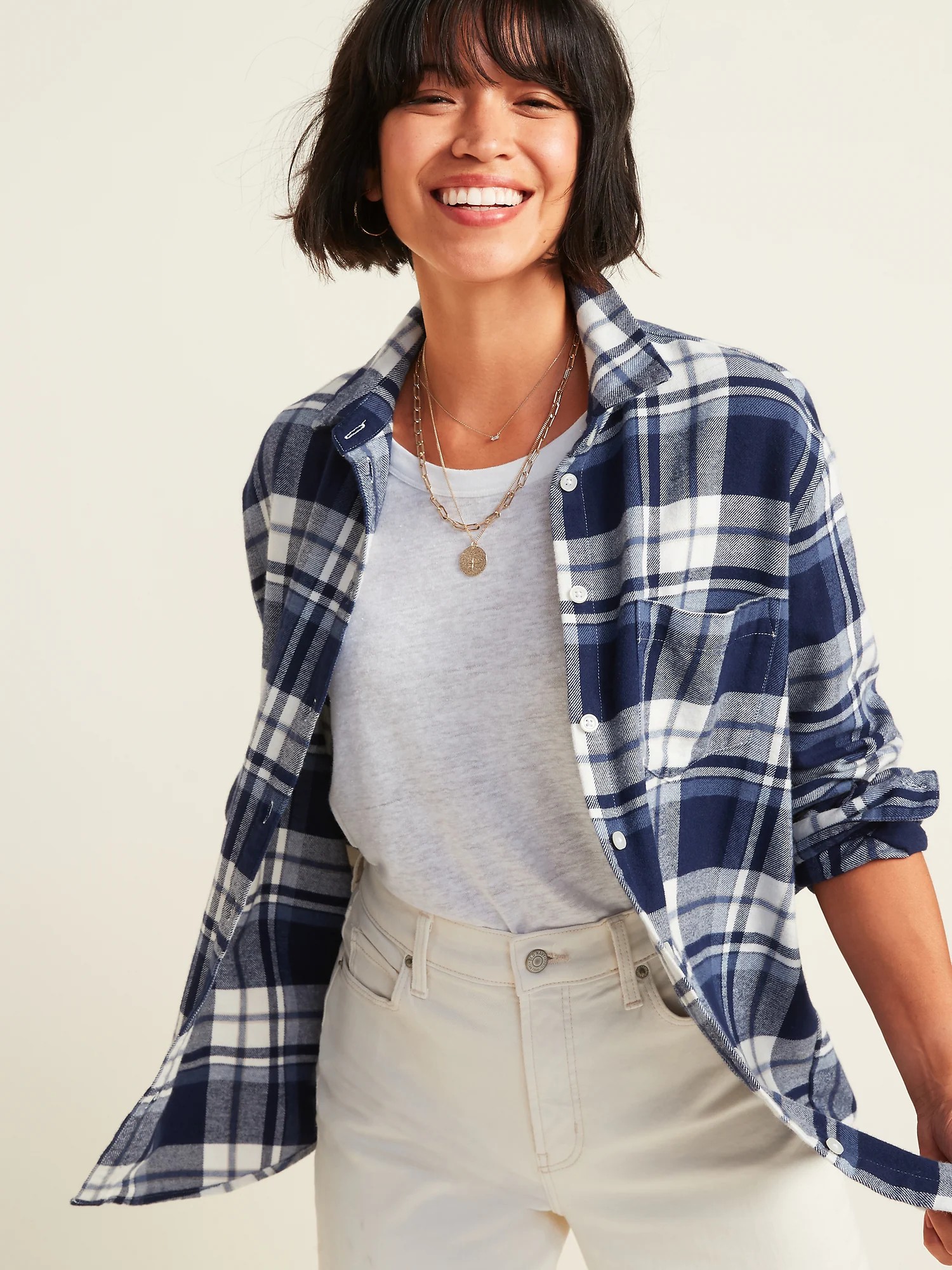 

Фланелевая рубашка Old Navy в клетку art920578 (Синий/Белый, размер M)