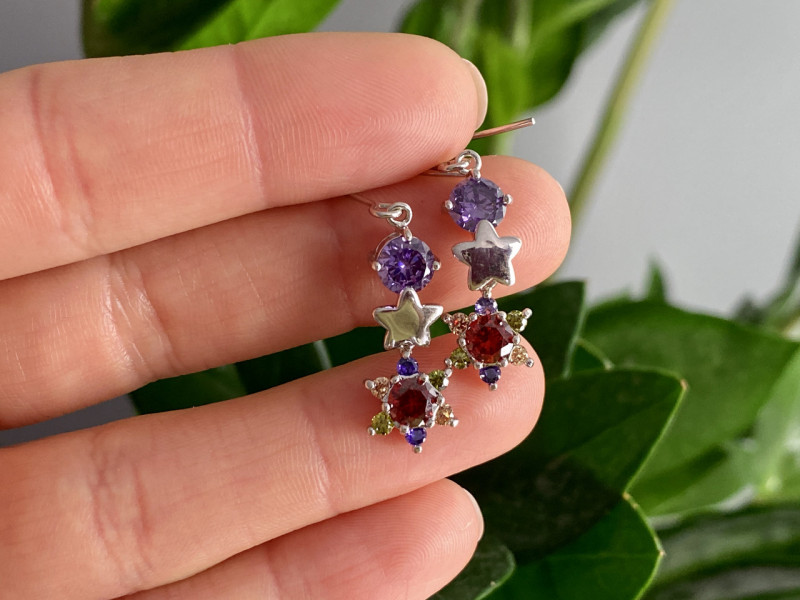 

Серьги с разноцветными фианитами Цветы Sky Jewelry 002288