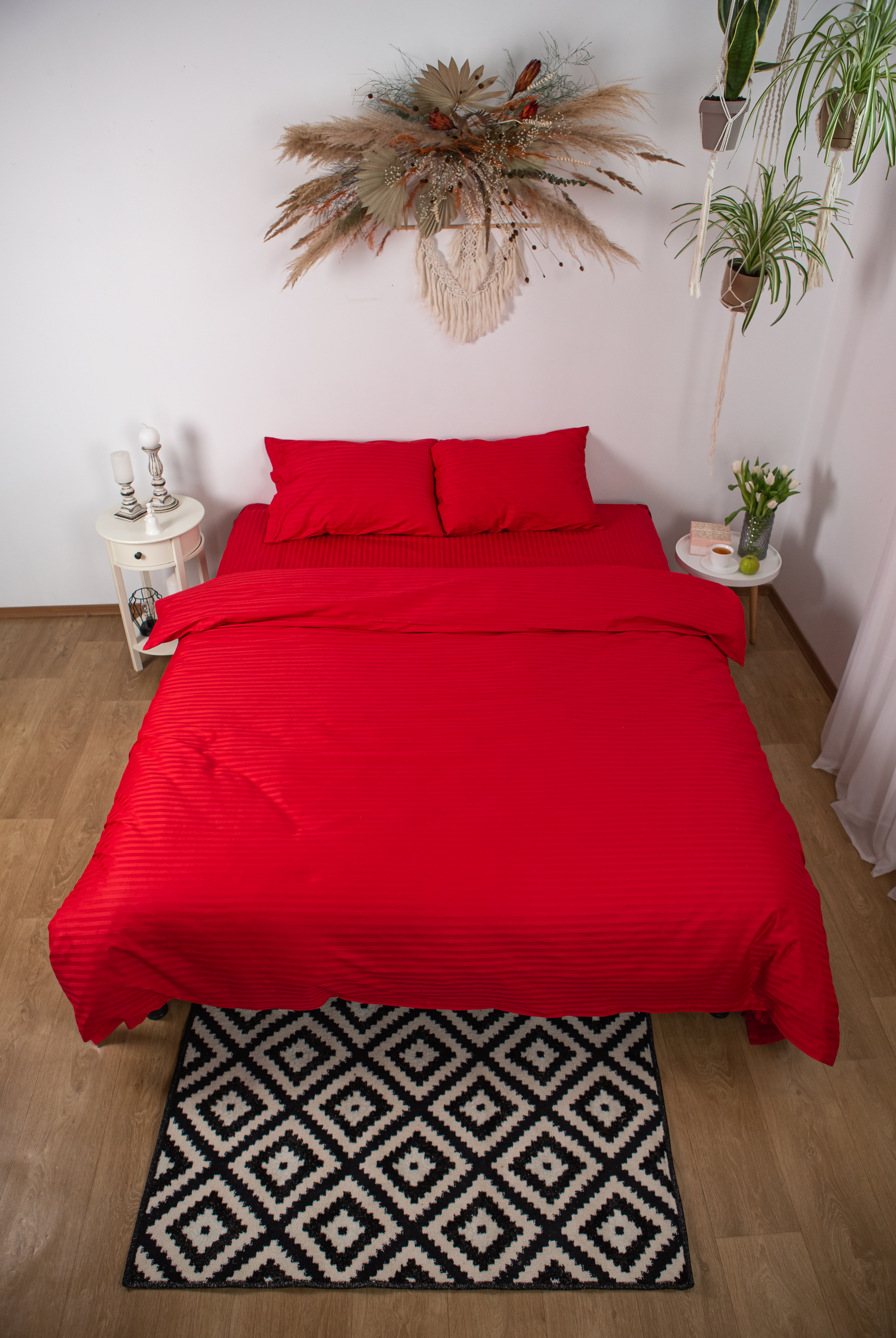 

Комплект постільної білизни SV.HOME Сатин-Страйп Red Євро (0029)
