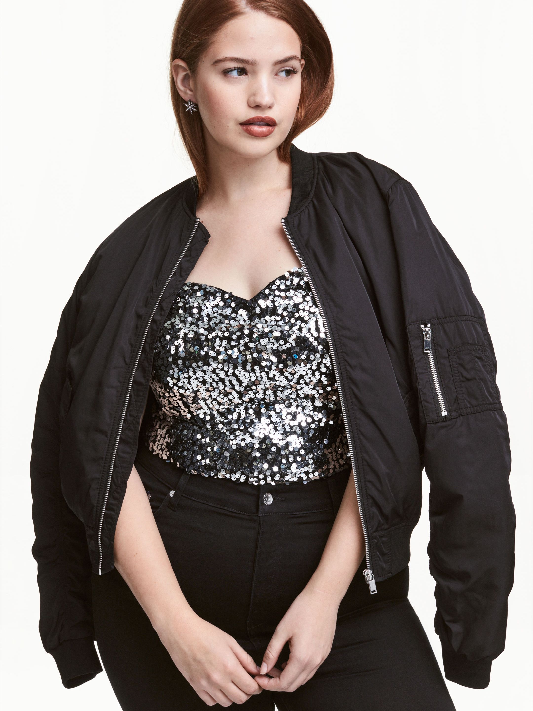 

Топ H&M 4072034-ABFJ 2XL Черный с серебристым