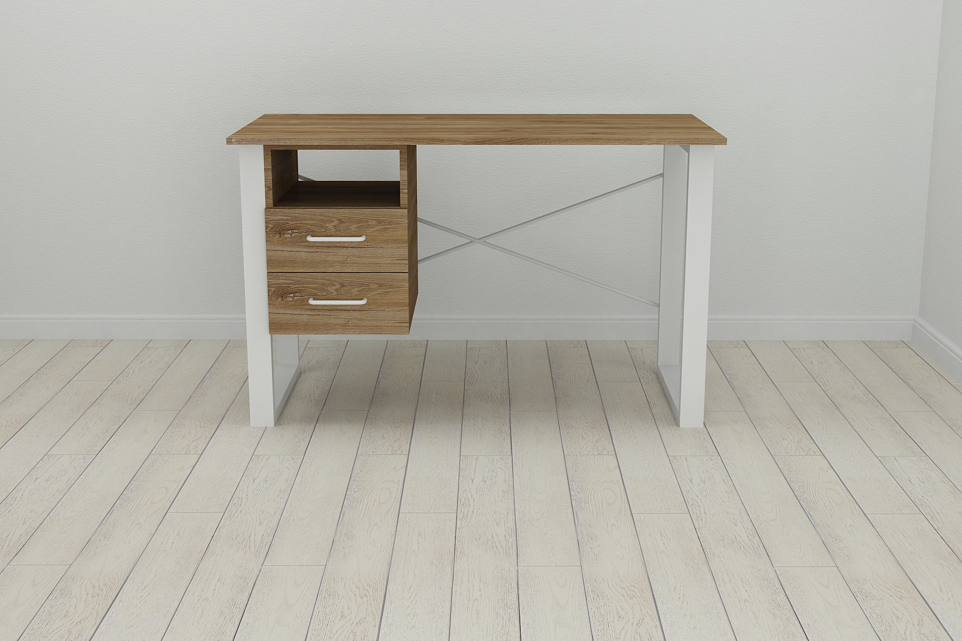 

Письменный стол с ящиками Ferrum-decor Оскар 750x1400x600 металл Белый ДСП Дуб Таверна 16 мм