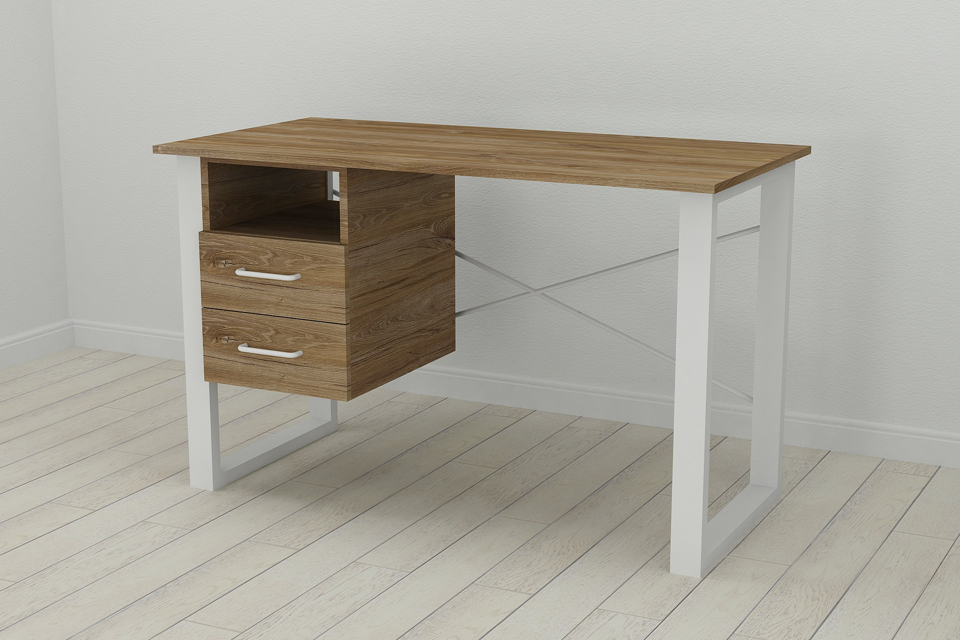 

Письменный стол с ящиками Ferrum-decor Оскар 750x1400x700 металл Белый ДСП Дуб Таверна 16 мм