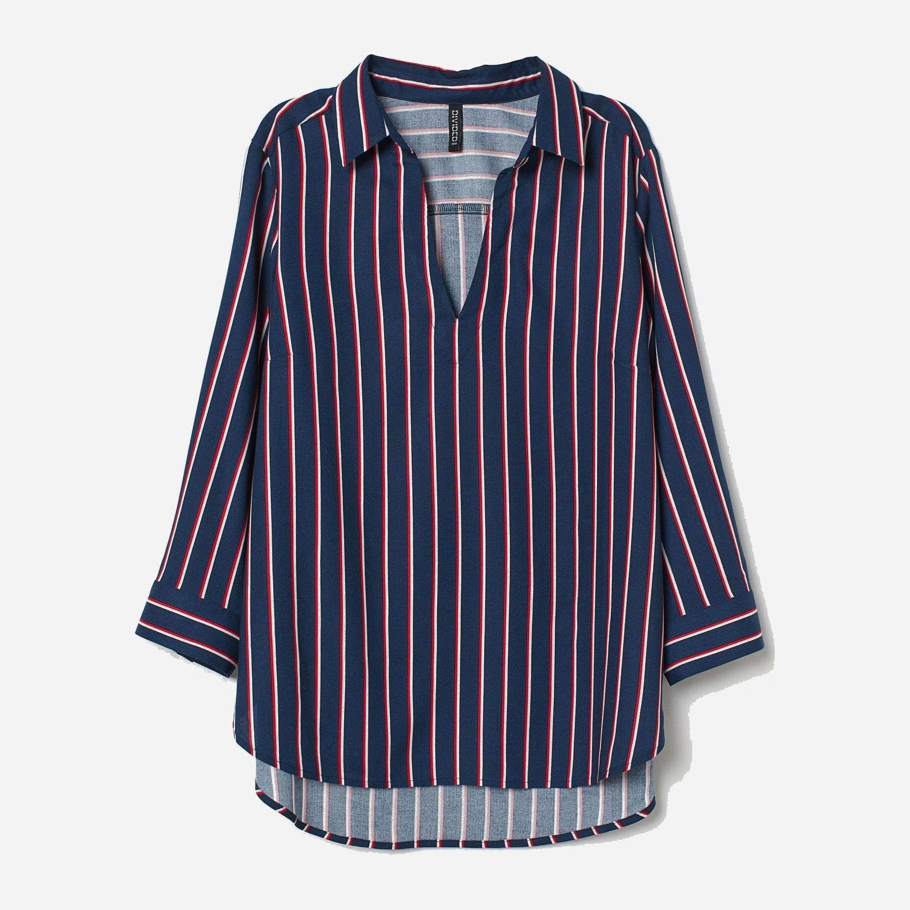 

Блузка H&M 6894129-AEIA 46 Темно-синяя с белым и красным