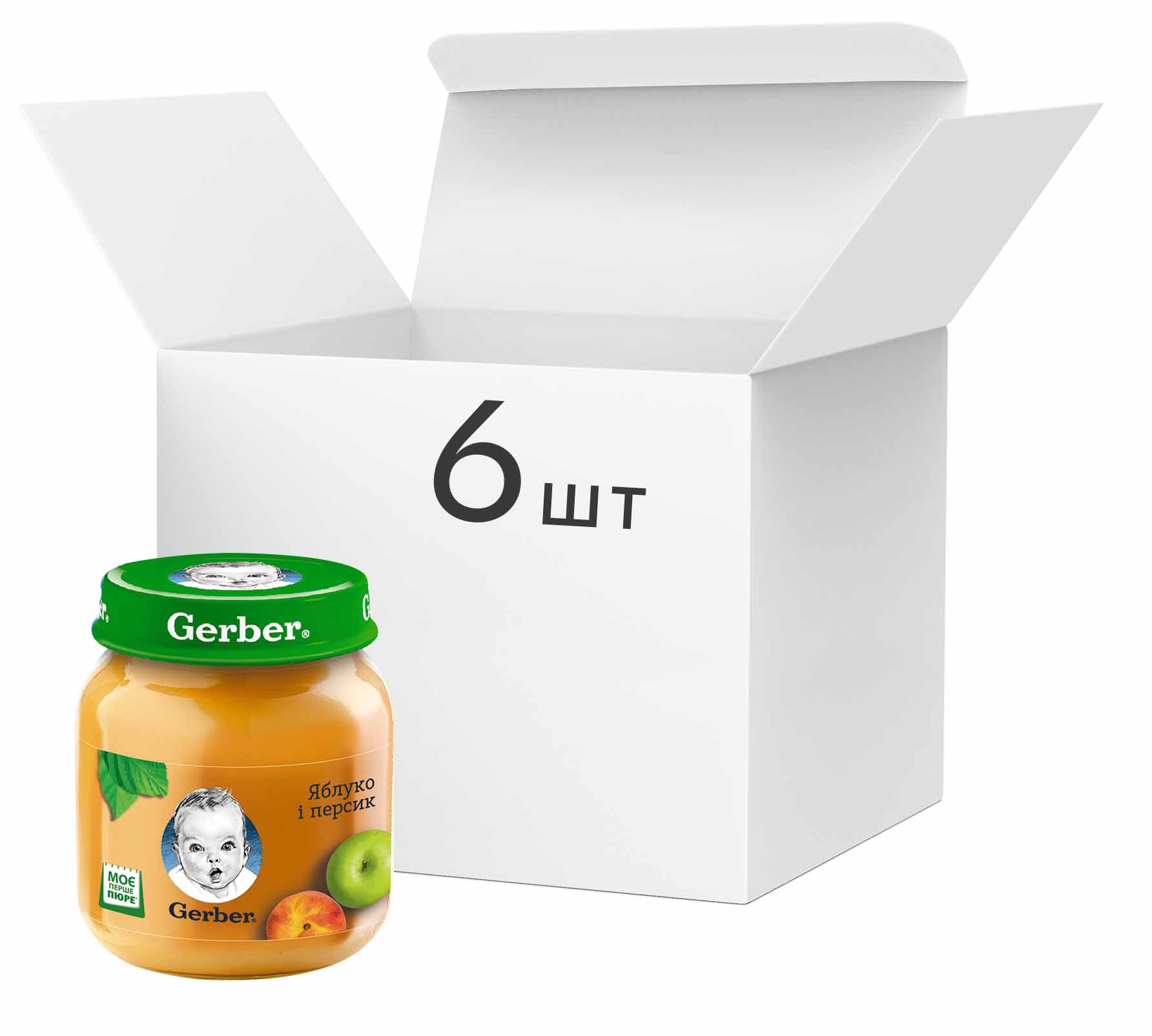 

Упаковка фруктового пюре Gerber Яблоко и персик с 6 месяцев 130 г х 6 шт (7613287166937)