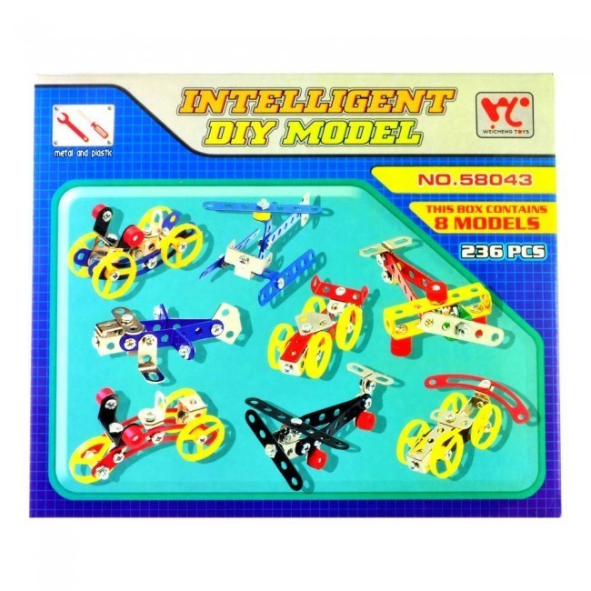 

Конструктор металлический WC Toys Intelligent Diy Model Транспортные средства 8в1 236 дет (58043)