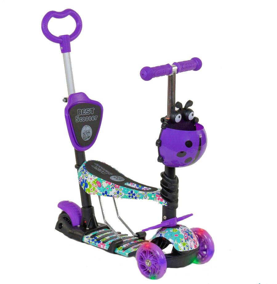

Самокат детский - беговел 5в1 Best Scooter с родительской ручкой и подножками арт. 68995
