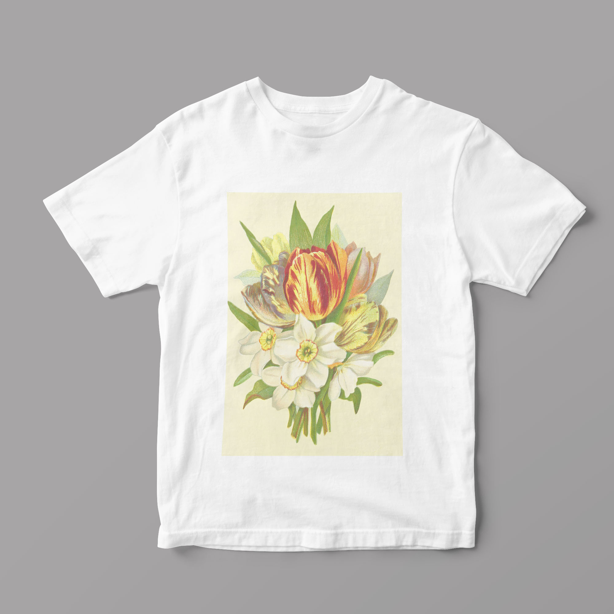 

Футболка Artel FWomen «Винтажный цветочный принт весенний букет нарциссов и тюльпанов» S