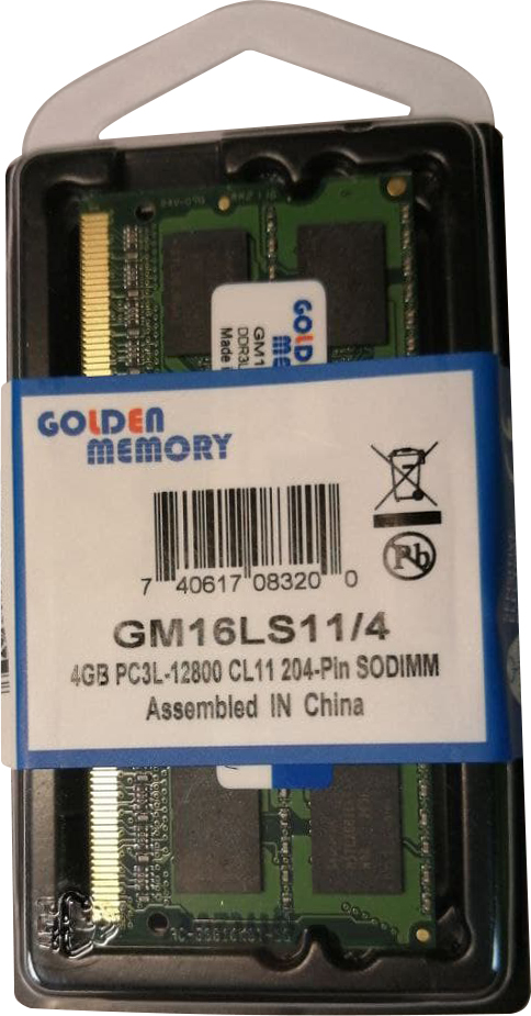 

Оперативная память Golden Memory SODIMM DDR3L-1600 4096MB PC3L-12800 (GM16LS11/4)