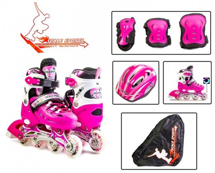 

Комплект ролики и защита Scale Sport. Pink, размер 29-33