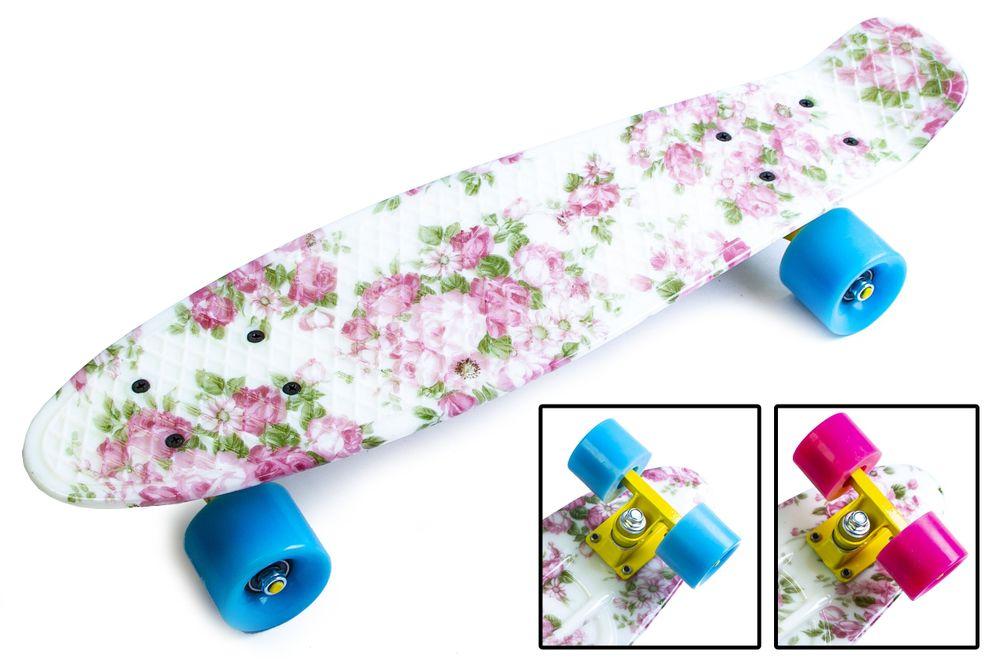 

Penny Board "Flowers" светящиеся колеса яркий стильный пени борд бесшумный пени борд