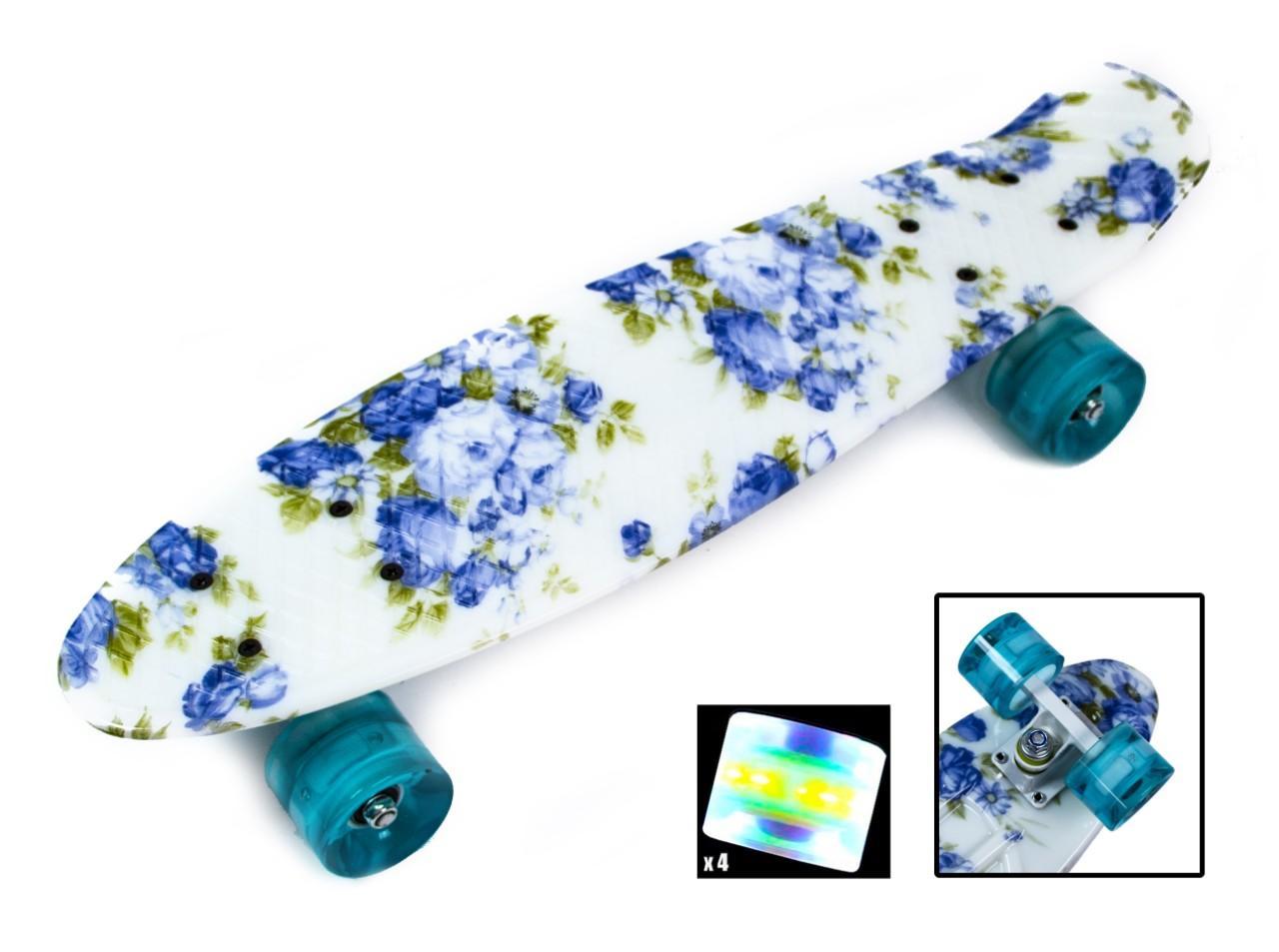 

Penny Board "Blue Rose" светящиеся колеса пени борд с подсветкой колёс