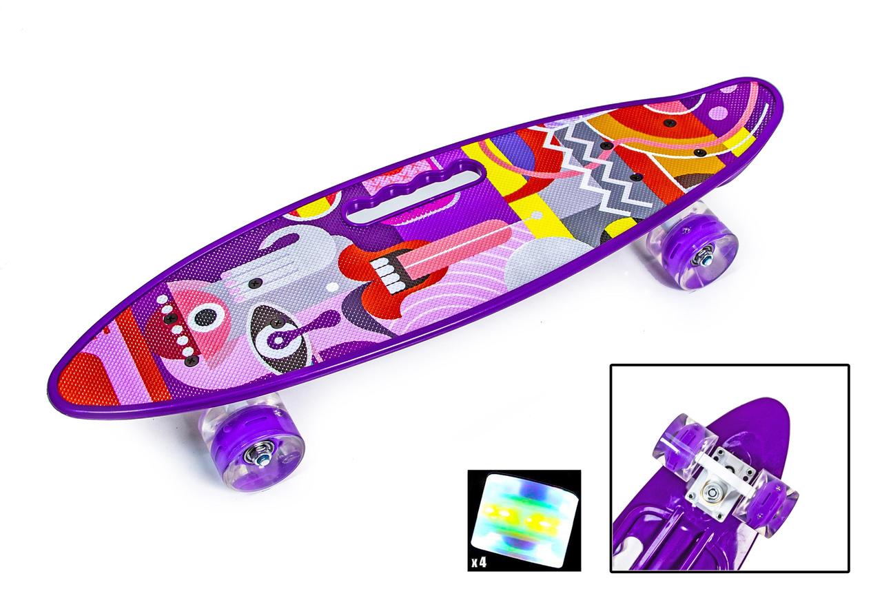 

Penny Board С Ручкой "Picasso" светящиеся колеса стильный борд легкий пени борд с ручкой