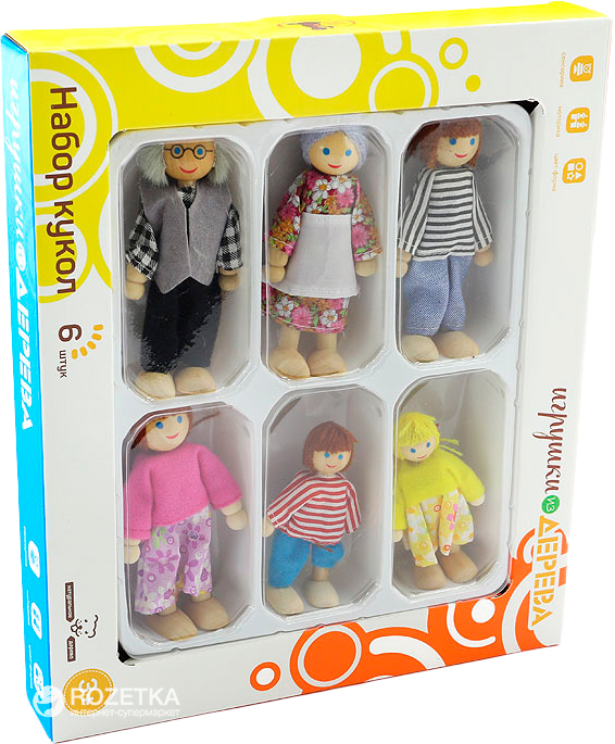 

Набор кукол Игрушки из дерева 6 шт (Д276) (6957348002767)
