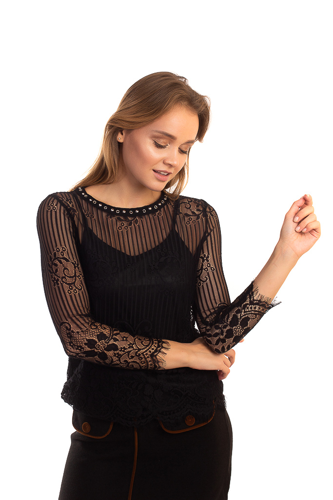 

Блуза из французского кружева Zeza Fashion - черный цвет, S/M (232)