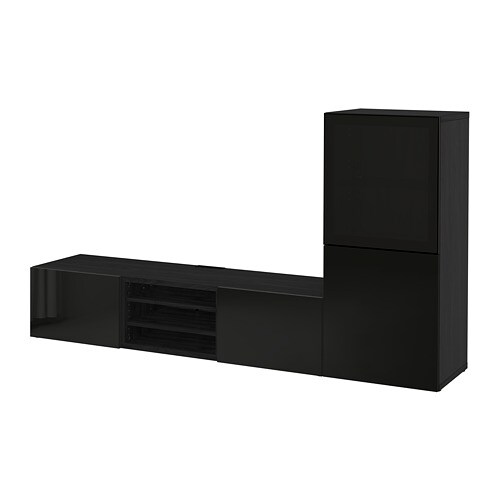 

Шкаф для ТВ IKEA БЕСТО сельсвикен глянцевый/черный дымчатое стекло 493.295.38