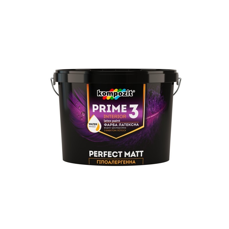 

Гипоаллергенная интерьерная краска Kompozit PRIME 3 (глубоко матовая) 4,5 л