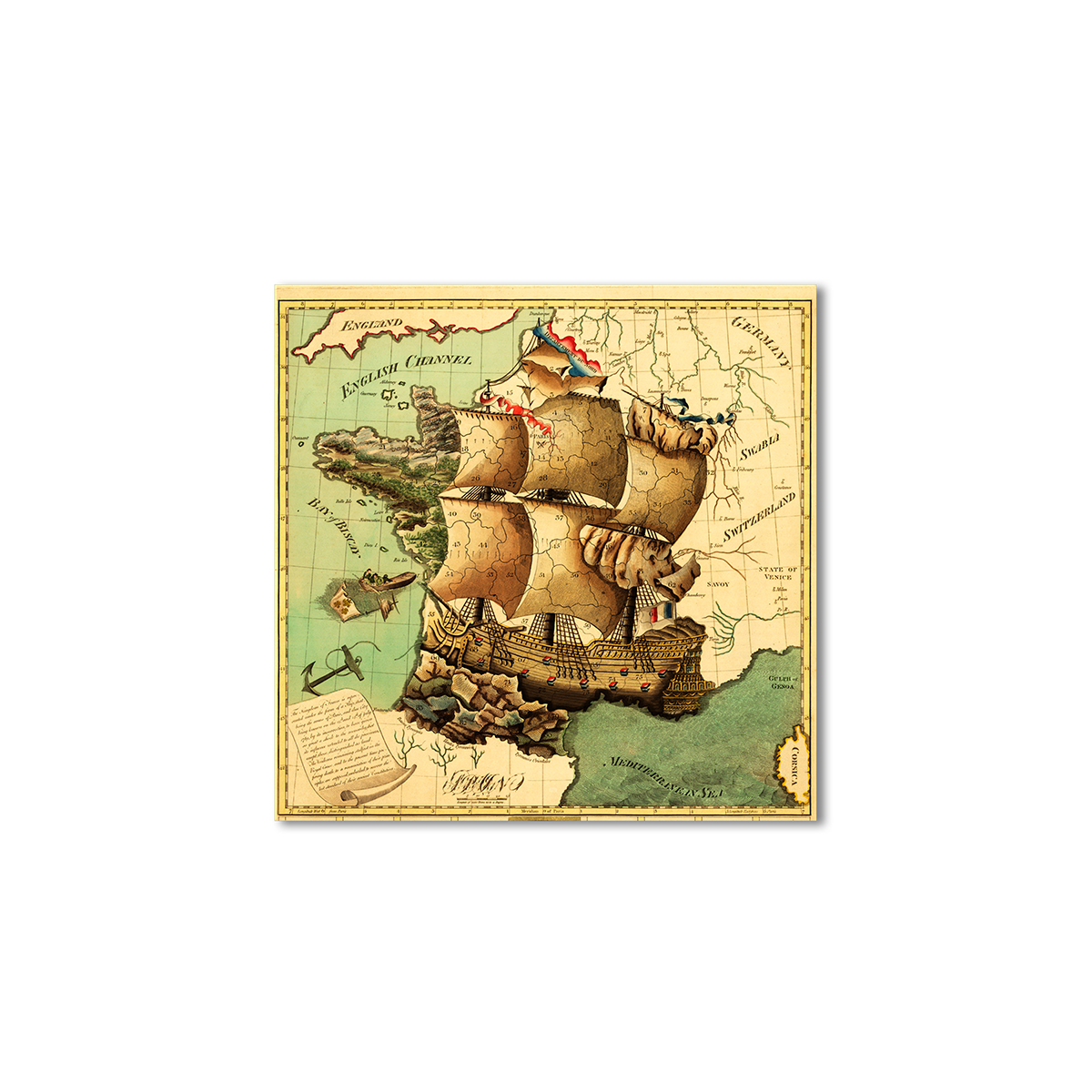 

Винтажная карта Artel «Карта морских приключений» 120x120 см