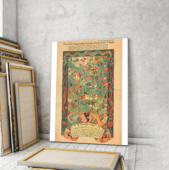 

Винтажная карта Artel «Коултон Во, Символическая карта Гринвич-Виллидж, 1922 г.» 90x60 см