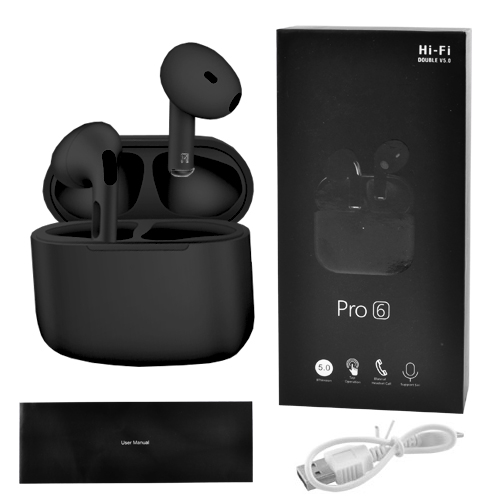 

Беспроводные наушники Wireless Pro 6 с кейсом черные 8174