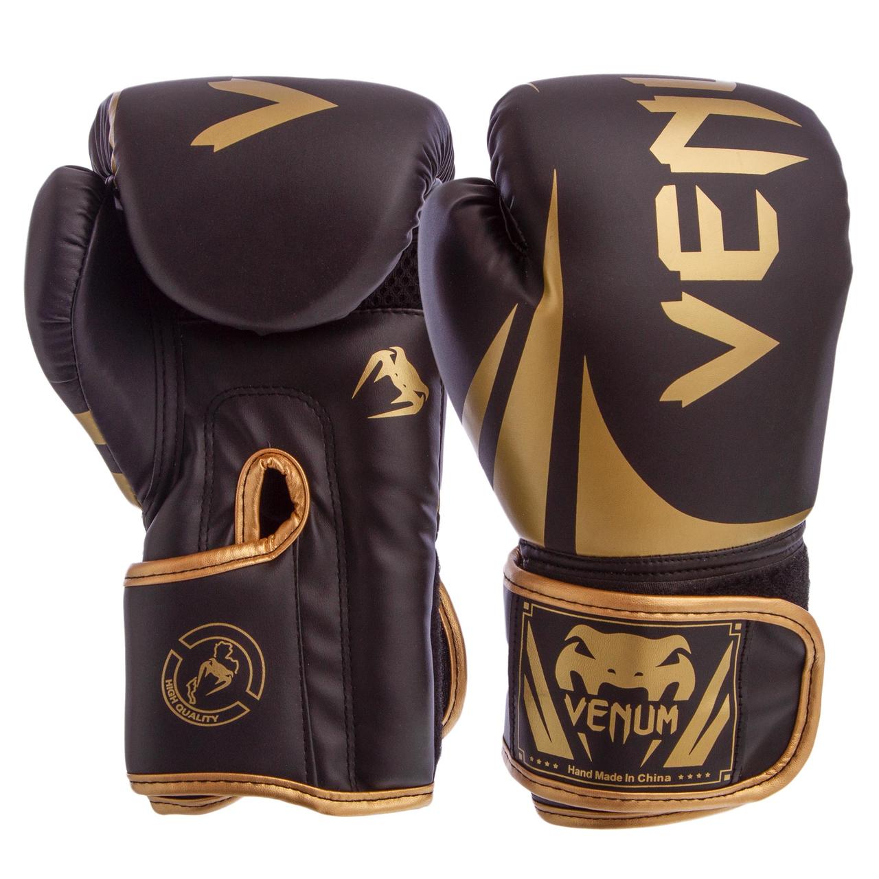 

Перчатки для бокса и единоборств Venum Heroe PU 8352 Black-Gold 8 унций
