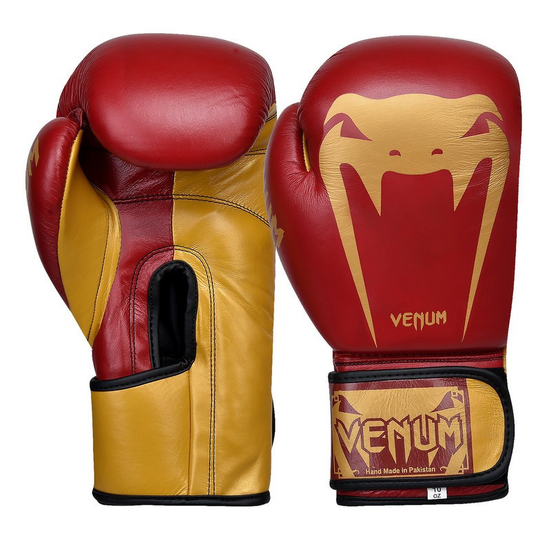 

Перчатки для бокса и единоборств Venum Giant Heroe кожаные 8315 Red-Gold 12 унций