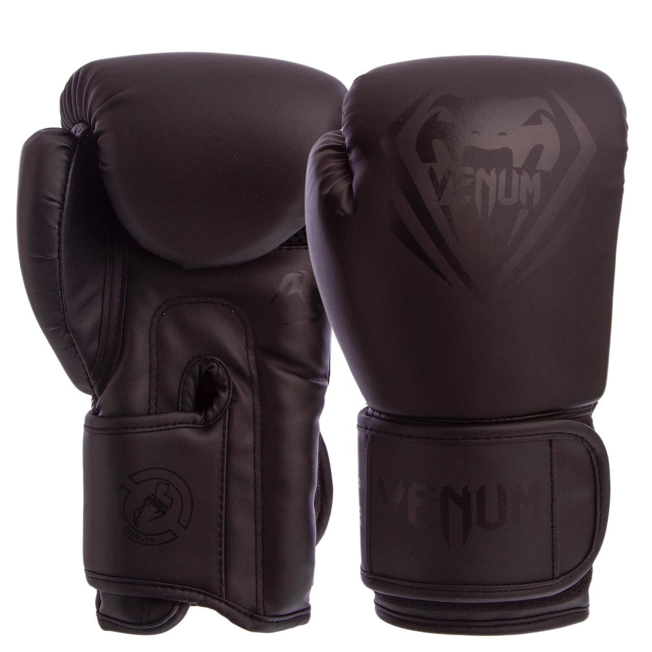

Перчатки боксерские на липучке Venum Heroe 8351 черные 12oz
