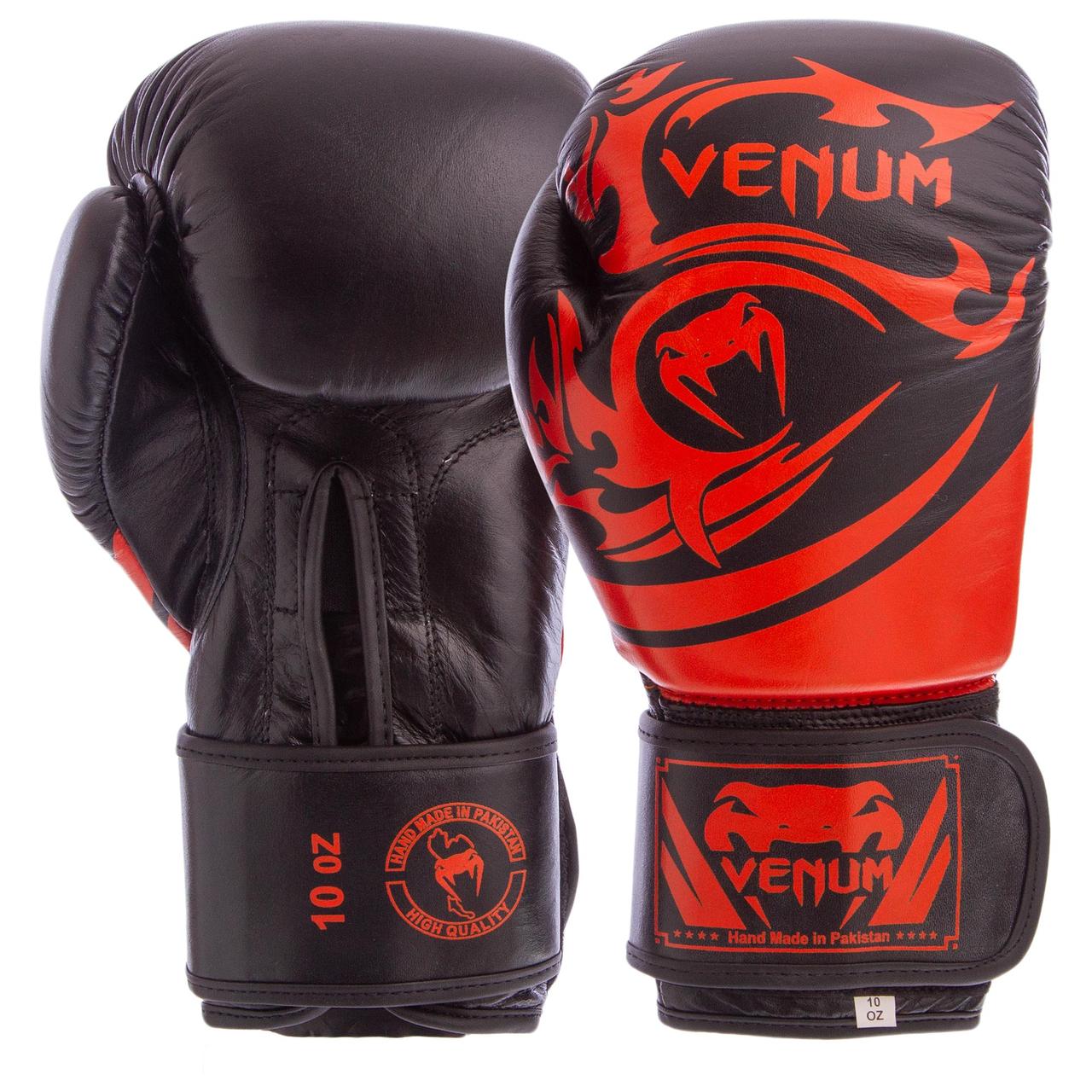 

Перчатки для бокса и единоборств Venum TRIBAL Heroe кожаные 5777 Black-Red 10 унций