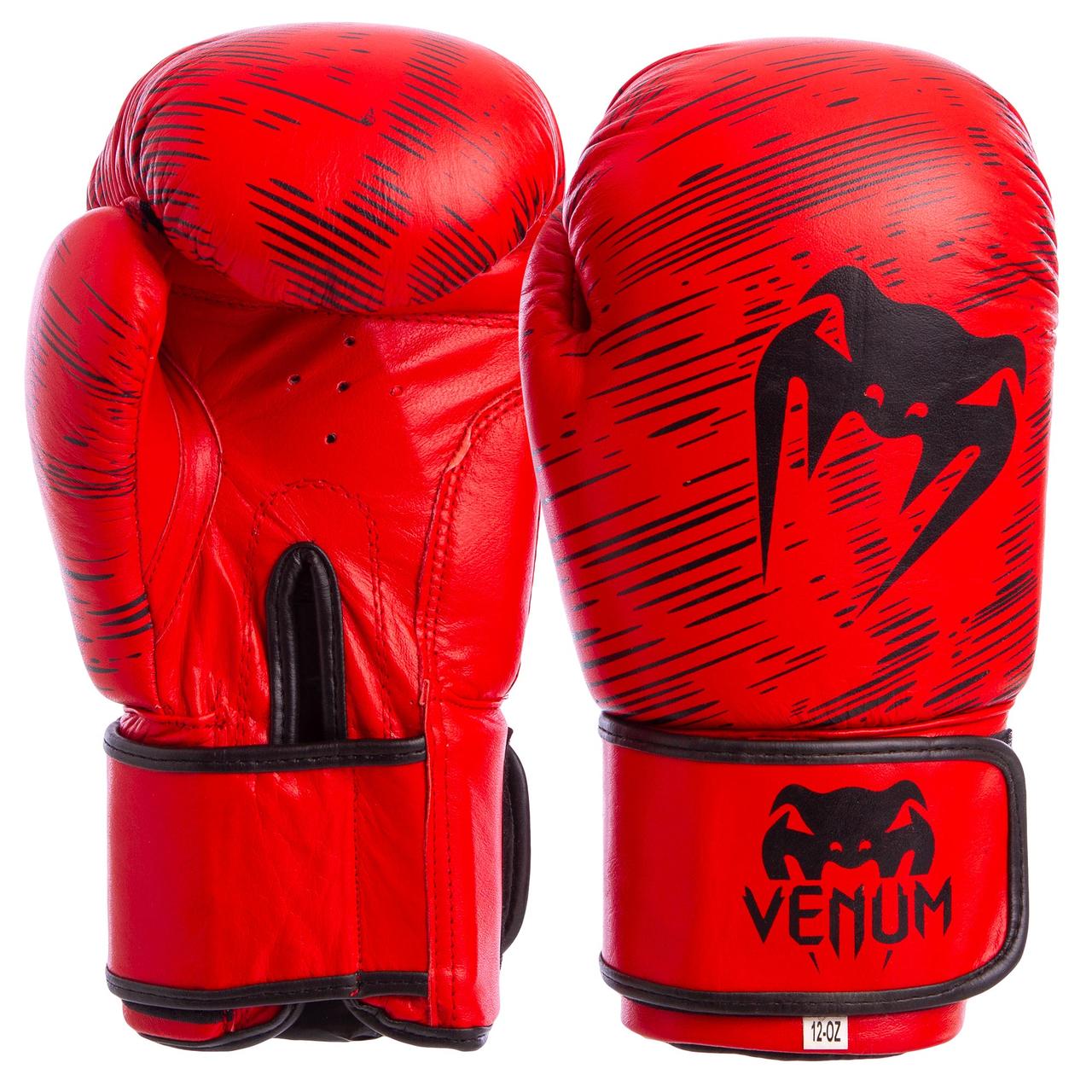 

Перчатки для бокса и единоборств Venum Heroe кожаные 5430 Red-Black 10 унций