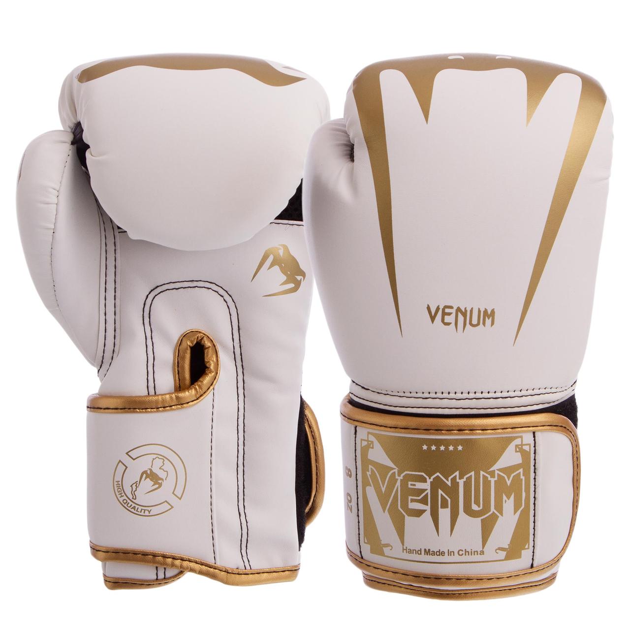 

Перчатки для бокса и единоборств VENUM Heroe 8349 White-Gold 10 унций