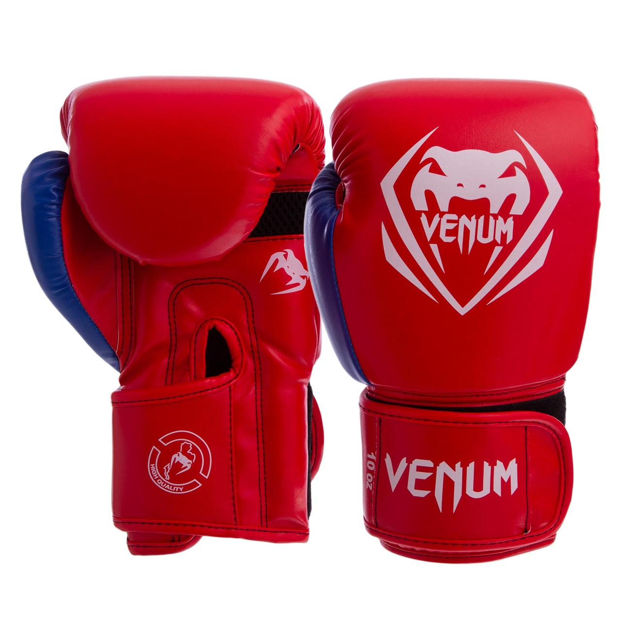 

Перчатки боксерские на липучке Venum Heroe 8351 красный-синий 12oz