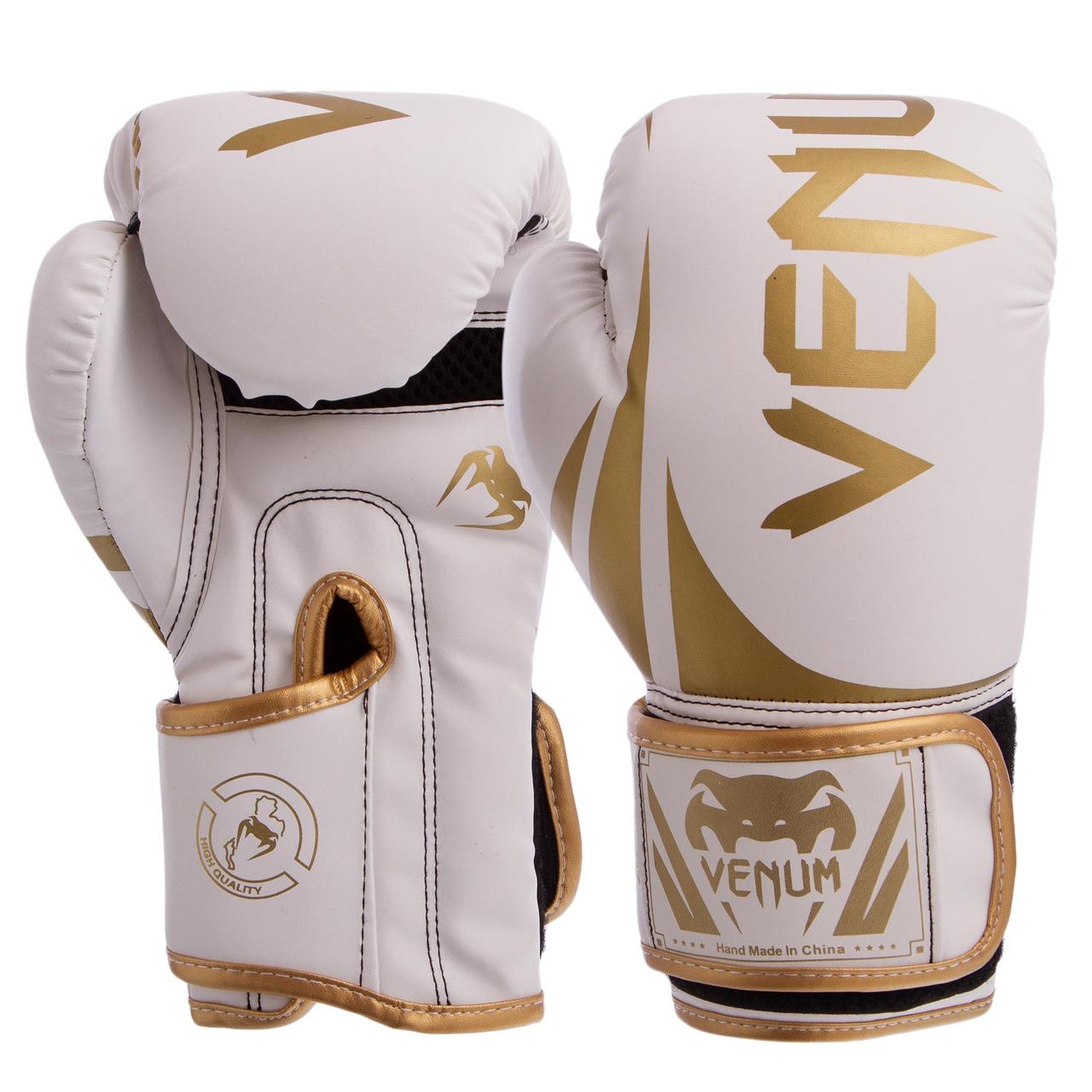 

Перчатки для бокса и единоборств Venum Heroe PU 8352 White-Gold 8 унций