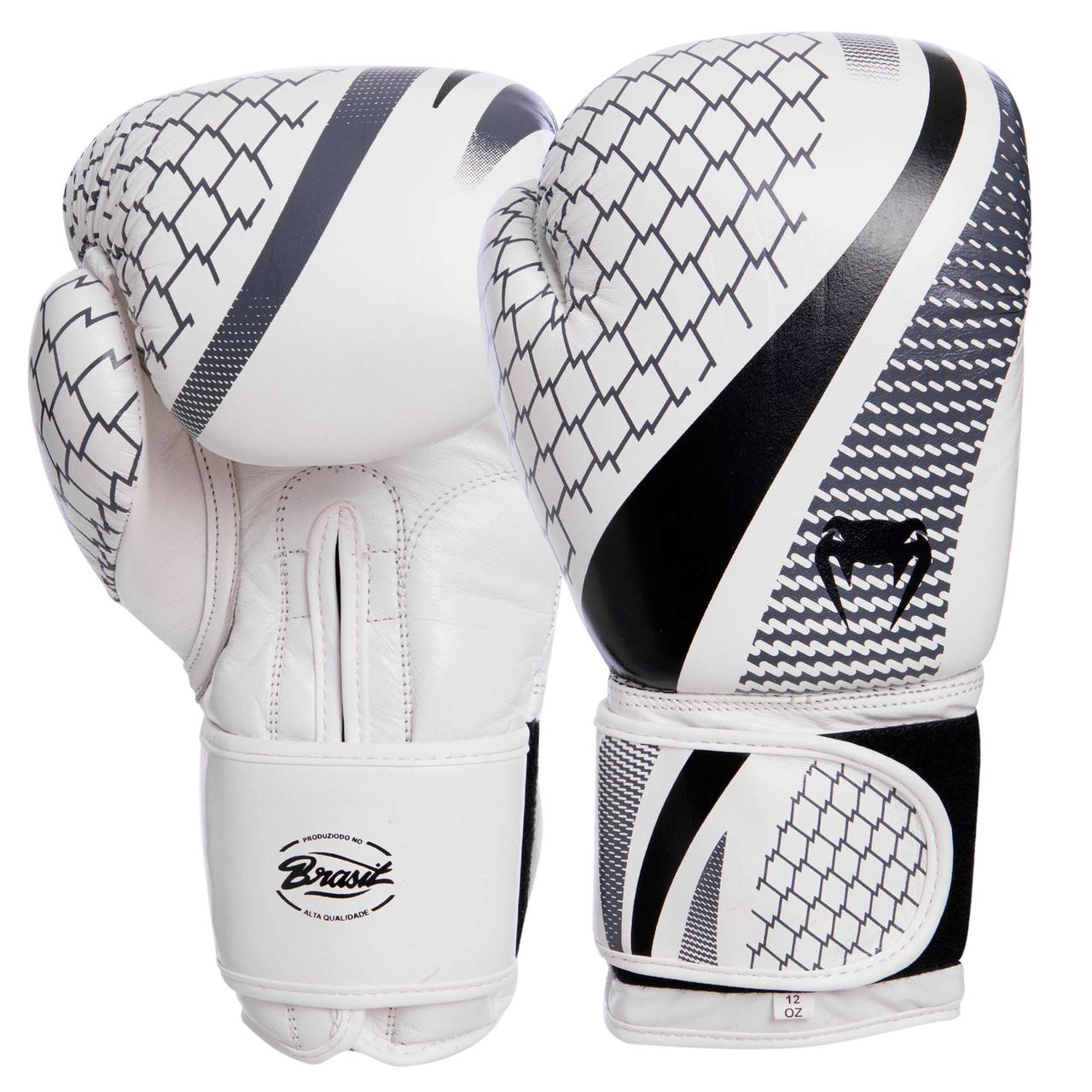 

Перчатки для бокса и единоборств кожаные Venum New Contender Heroe 2034 White-Black-Grey 14 унций