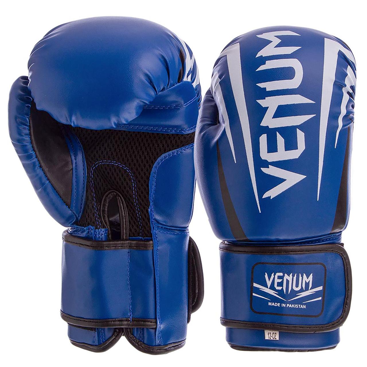 

Перчатки для бокса и единоборств на липучке Venum Heroe 5315 Blue-White 10 унций